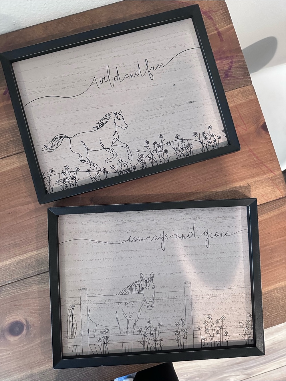 Black Framed 'Wild and Free' Horse Wall Art - Brand Unknown